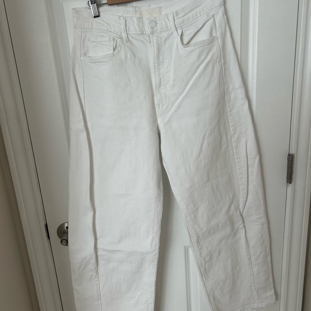 MOTHER White High-Rise Straight Jeans